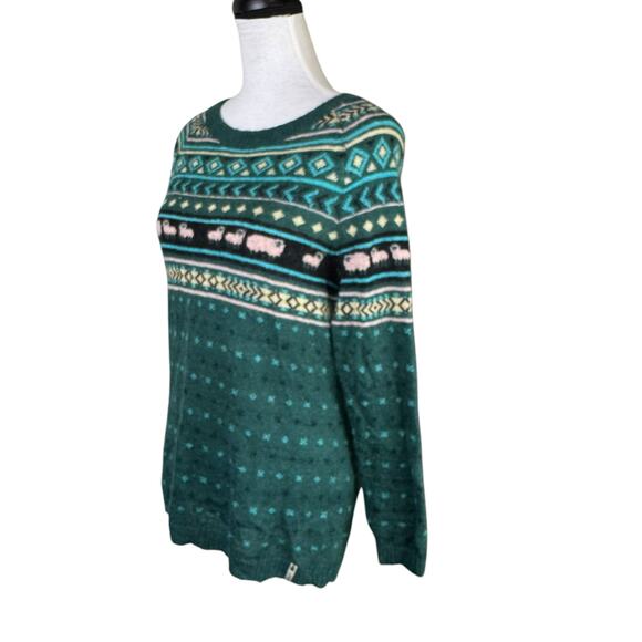 Woolrich Wool Mohair Blend Green Knit Sheep Print Pullover Sweater - Picture 3 of 13